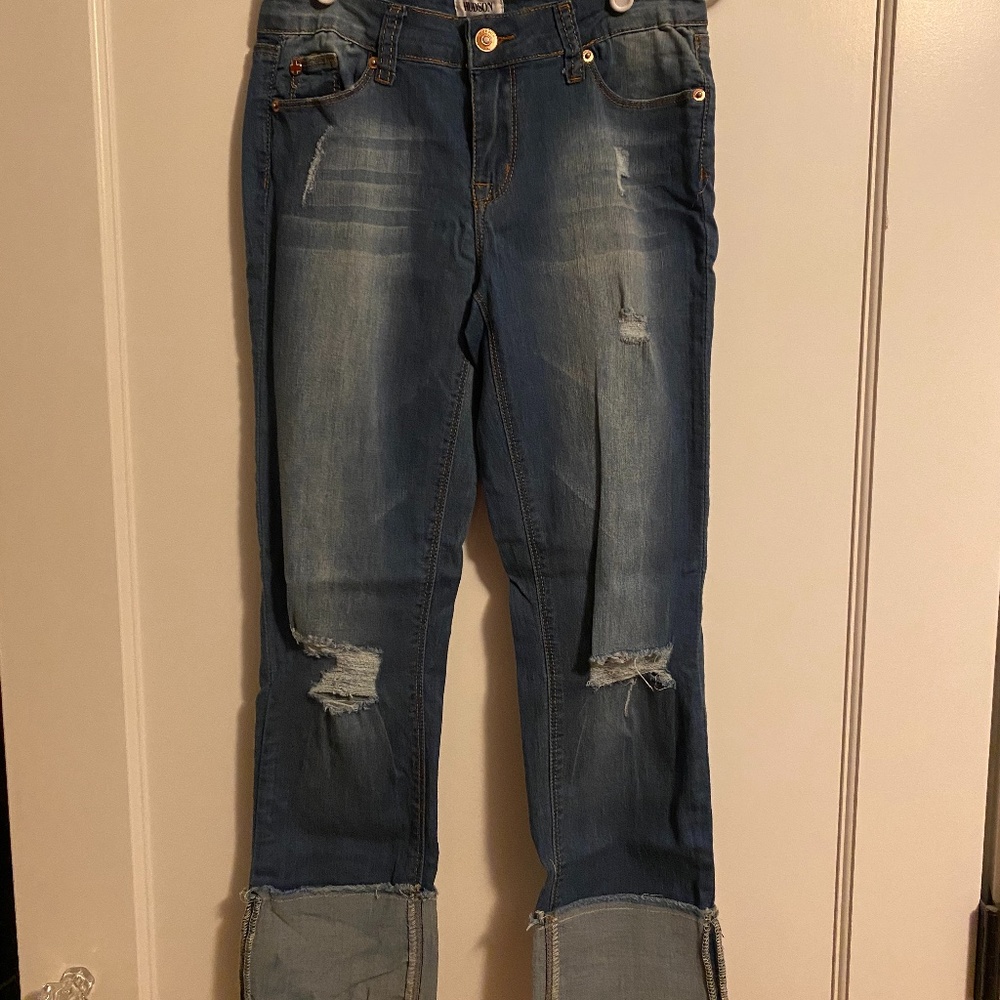 hudson distressed, skinny jeans